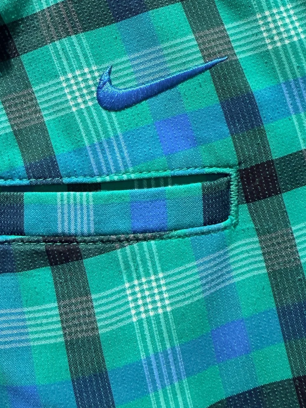 Nike Dri-FIT Hybrid Plaid Golf Shorts Performance Teal Multi Color 36